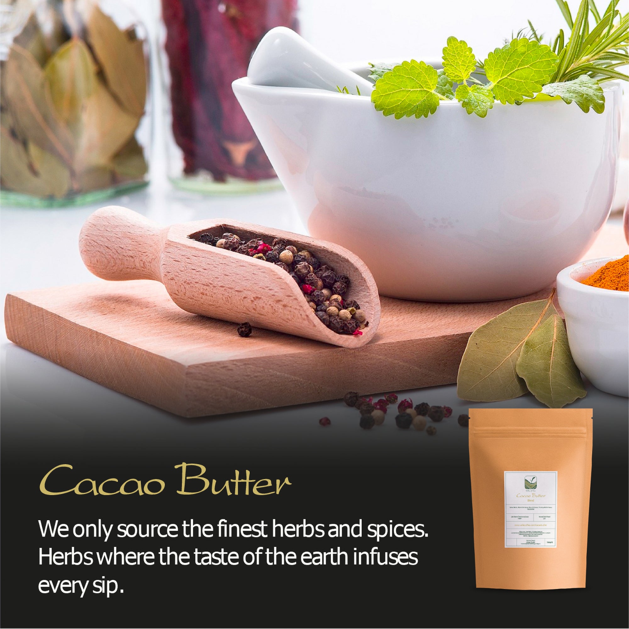Burro di cacao biologico alimentare - scaglie di burro di cacao crudo -  Valley of Tea